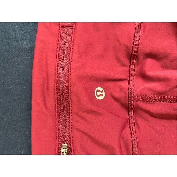 Lululemon maroon and coral striped leggings with sheer back 2 - Picture 5 of 6